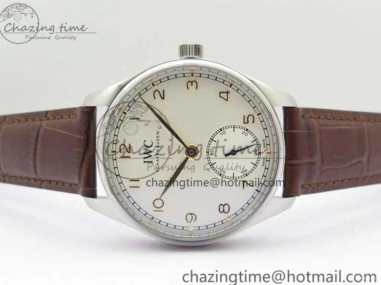 MIROTIME 0413 Original Portuguese IW358304 ZF 1:1 Best Edition SS White Dial RG Markers on Leather Strap A 7077